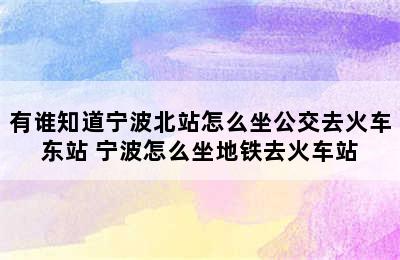 有谁知道宁波北站怎么坐公交去火车东站 宁波怎么坐地铁去火车站